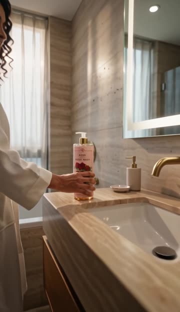 Rose body wash ad for a beauty store